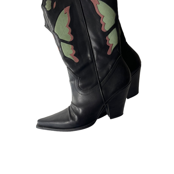 Diba Vintage Western Cowboy Leather Butterfly Boots - Picture 5 of 10